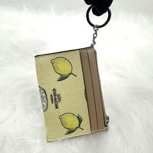 Coach Mini Skinny Id Case With Lemon Print Garden Glade Multi CAR18 NWT